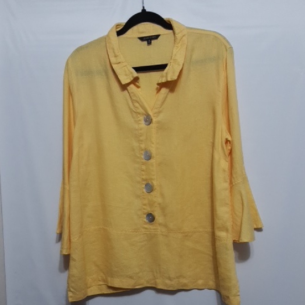 JOHN MARK BOHO LOOSE Yellow Button-Up Women's‎ Top